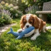 Blue whale plush chew toy for dogs
