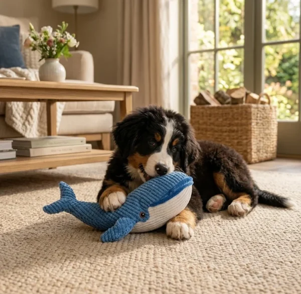 Blue Whale Squeaky Plush Dog Toy