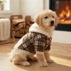 apricot-contrast-dog-sweatshirt Apricot Contrast Plaid Dog Sweatshirt