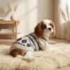 Beige diamond cable knit dog sweater