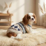 Beige Diamond Cable Knit Dog Sweater