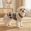 Beige Diamond Cable Knit Dog Sweater