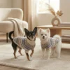 Beige Nordic Striped Knit Dog Sweater