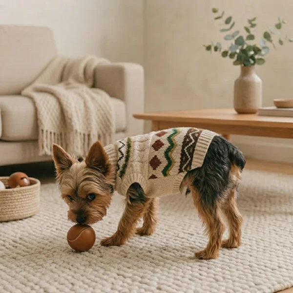 beige-soft-knit-dog-sweater Soft beige knit dog sweater