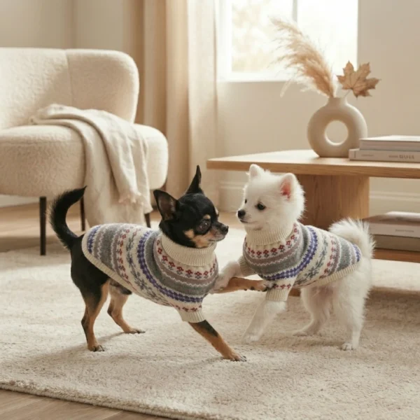 Beige striped sweater for dogs