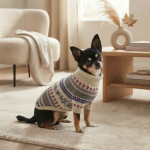 Beige striped knit sweater for dogs