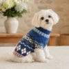 Blue Diamond Cable Knit Dog Sweater