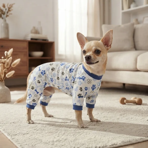 Blue printed pajamas for dogs