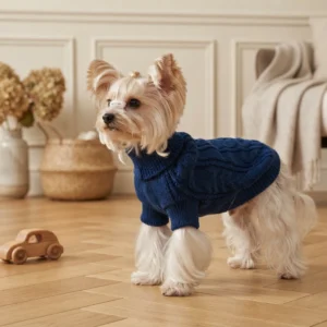 Blue twisted knit dog hoodie