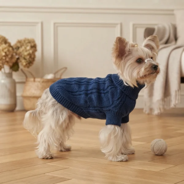blue-twisted-knit-pet-hoodie Blue Twisted Knit Dog Hoodie