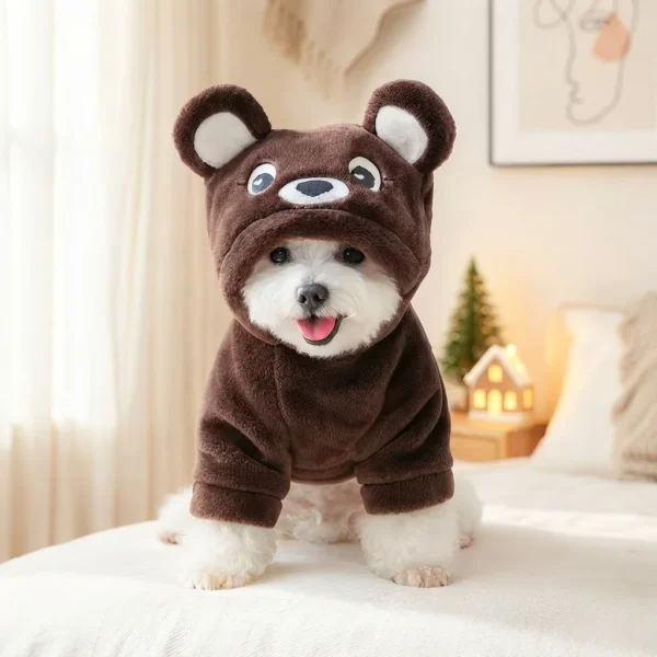 Brown bear design dog sweater