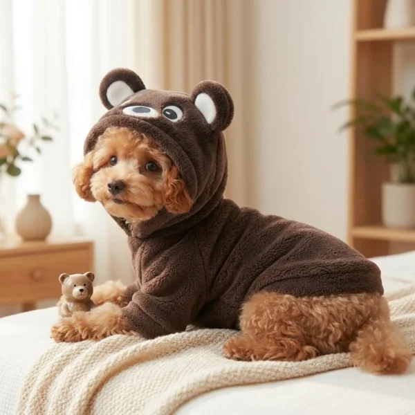 Brown bear pattern dog sweater