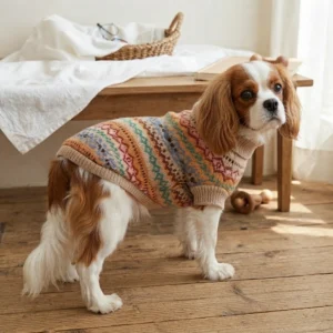Coffee striped knit sweater for dogs