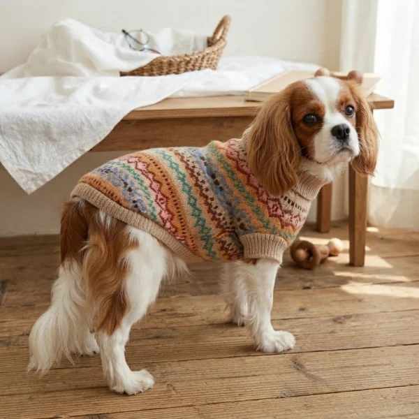 coffee-striped-knit-dog-sweater Coffee striped knit sweater for dogs