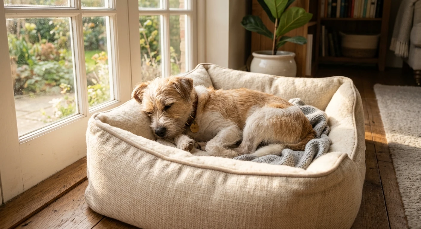 Comfortable dog bed creating a cozy sleeping space