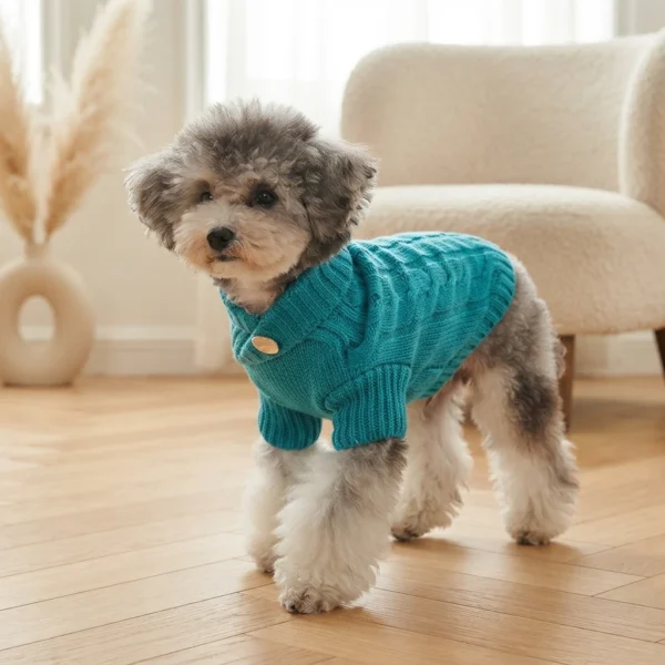 Cyan cozy dog sweater