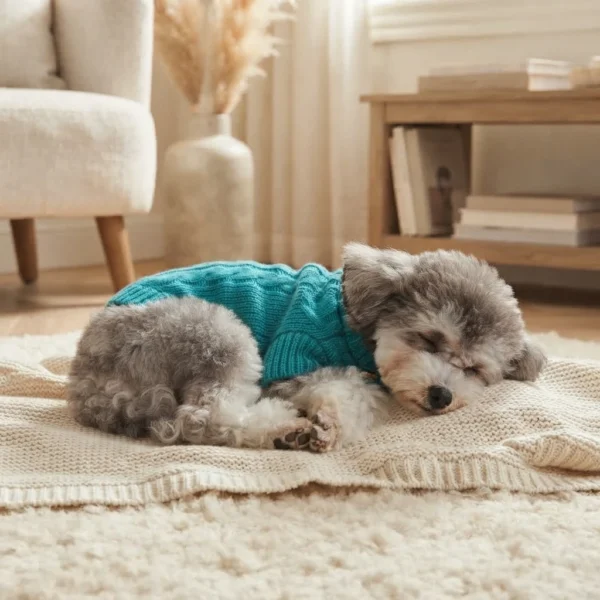 Cyan warm knit dog sweater