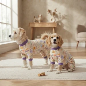 Dark violet cartoon pajamas for dogs