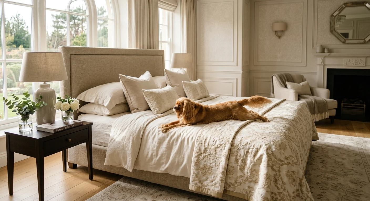 Dog relaxing comfortably in a dedicated dog bed