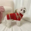 Festive red reindeer dog sweater