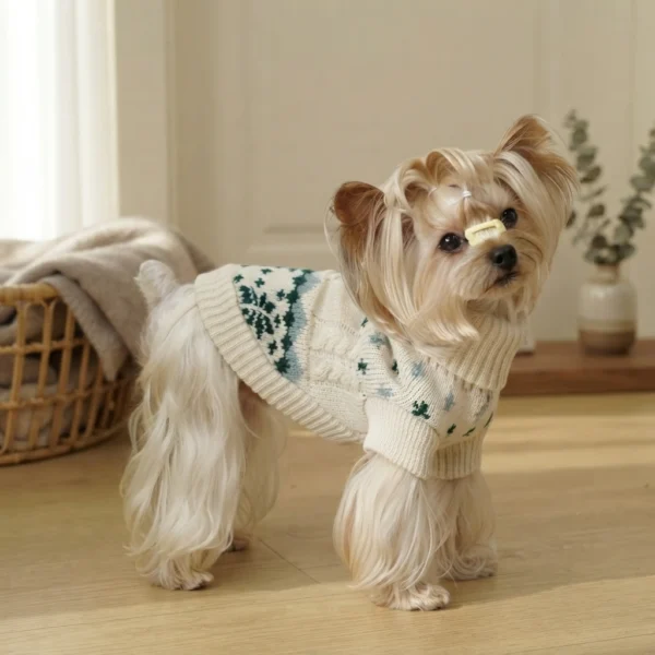 Green Aspen snowflake dog sweater