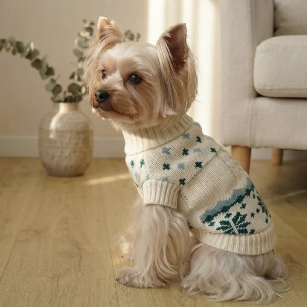 Green cable knit dog sweater
