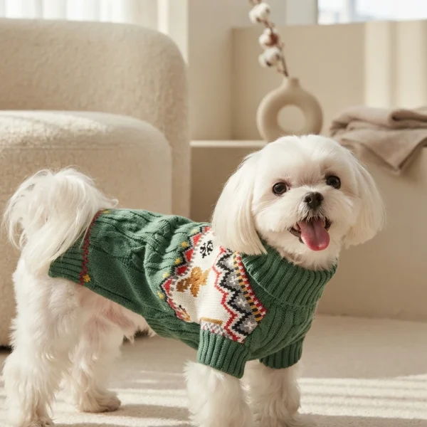 Gingerbread Green Christmas Dog Sweater