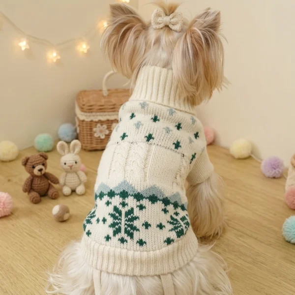 Green winter knit dog sweater