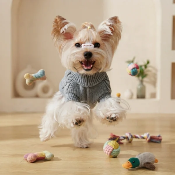 Grey Twisted Knit Dog Hoodie
