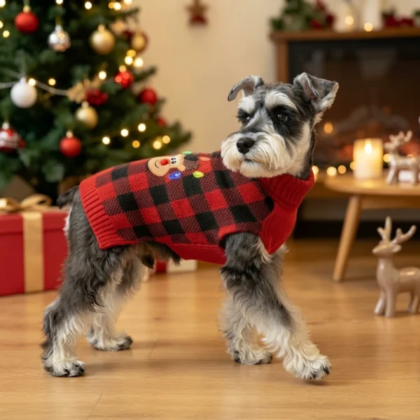 Holiday deer knit dog sweater