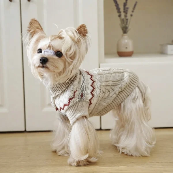 Light Khaki High Neck Dog Sweater