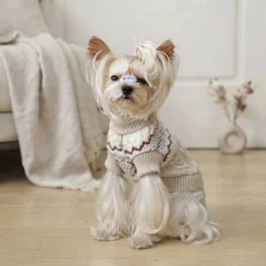 Light khaki high neck dog sweater