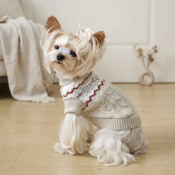 Light Khaki High Neck Dog Sweater