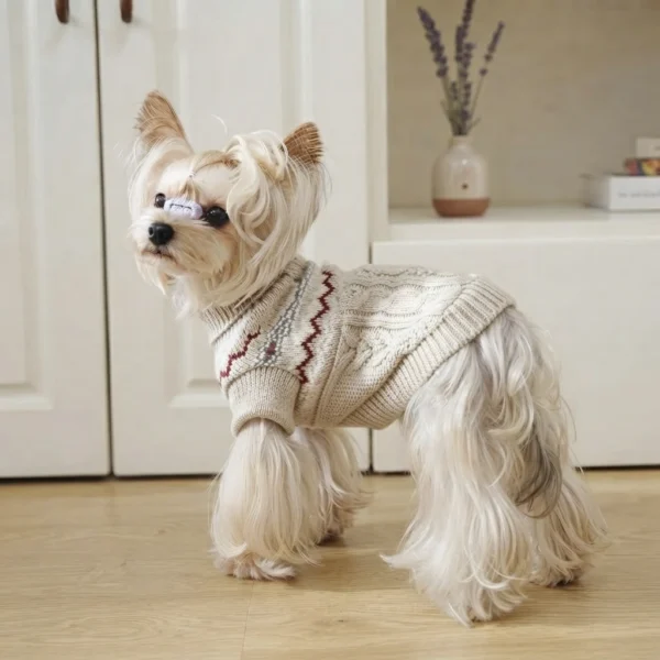Light Khaki High Neck Dog Sweater