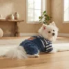 Navy Blue Bear Fleece Dog Overalls