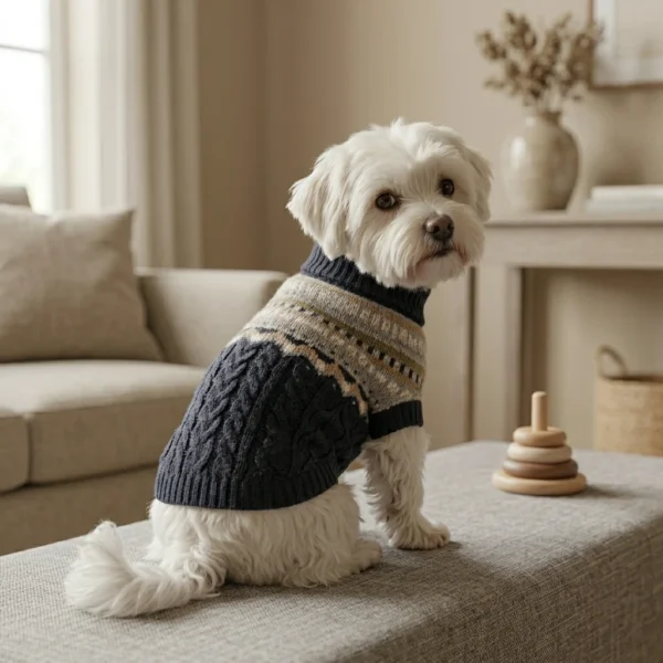 Navy classic knit dog sweater