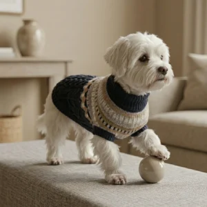 Navy textured knit dog sweater