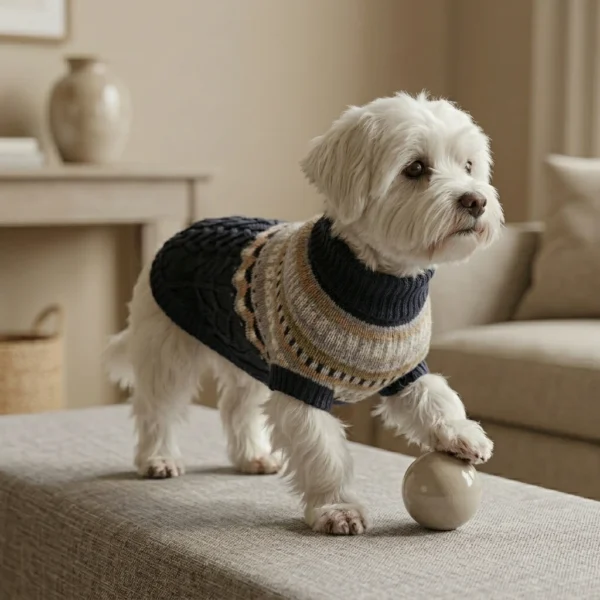 Navy textured knit dog sweater