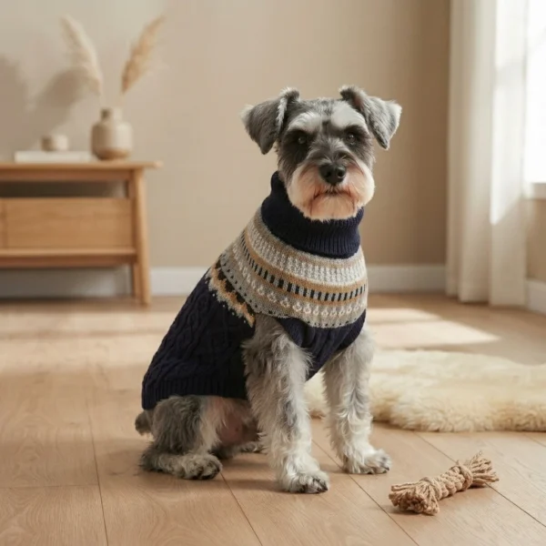 Warm navy knit sweater for dogs