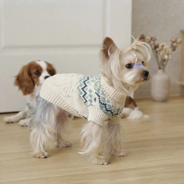 Off white knit sweater for dogs