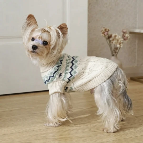 Off White High Neck Dog Sweater