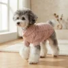 Pale Pinkish Gray Cable Knit Dog Sweater