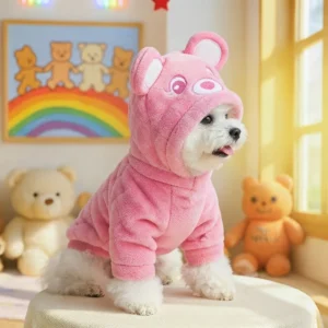 Pink bear dog sweater