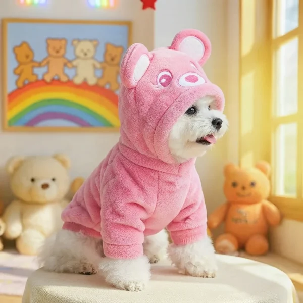 Pink bear dog sweater