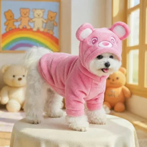 Pink bear knit dog sweater