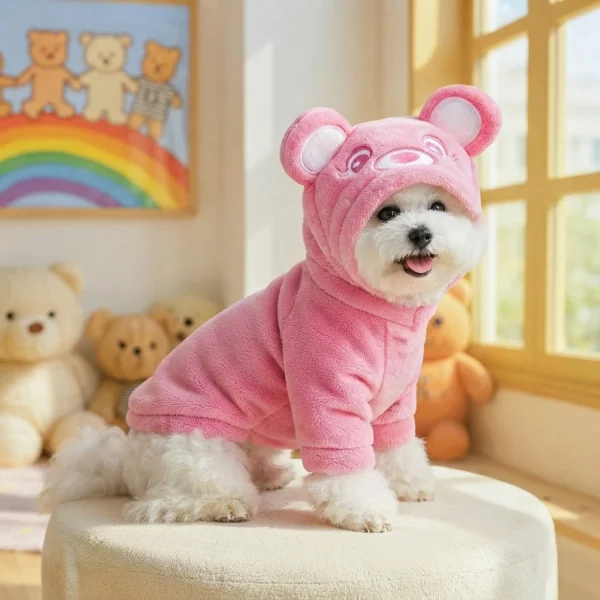 Pink bear sweater for dogs