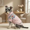 Pink Flower Knit Dog Sweater