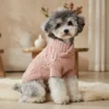 Pale Pinkish Gray Cable Knit Dog Sweater