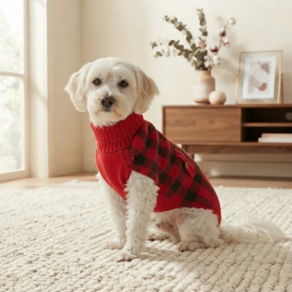 Red check Christmas dog sweater