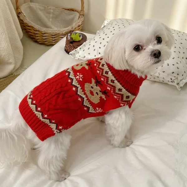 Red Christmas knit dog sweater